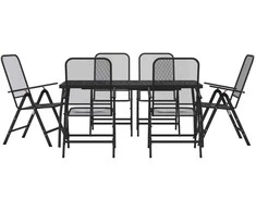Lauko baldų komplektas Sodo valgomojo baldų komplektas, 7 dalių, antracito, metalas