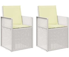 Sodo Valgomojo Kėdės 2 pcs Balta ir kreminė PP