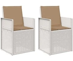 Sodo Valgomojo Kėdės 2 pcs Balta ir taupe PP
