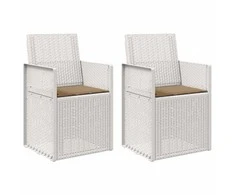 Sodo Valgomojo Kėdės 2 pcs Balta ir taupe PP
