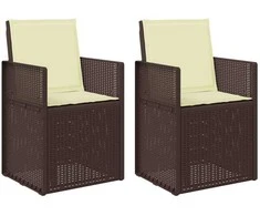 Sodo Valgomojo Kėdės 2 pcs Ruda ir kreminė PP