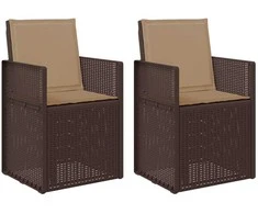 Sodo Valgomojo Kėdės 2 pcs Ruda ir taupe PP