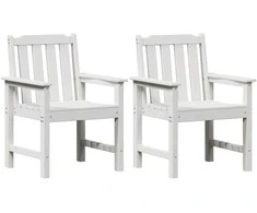 Sodo valgomoji kėdė 2 pcs Balta 65,5 x 59 x 88 cm HDPE