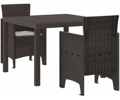 Lauko baldų komplektas Sodo valgomojo komplektas 3 pcs Ruda Polipropilenas