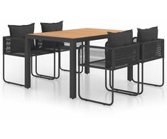 Sodo valgomojo komplektas, 5 dalių, juodas/rudas, PVC ratanas