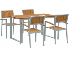 Sodo valgomojo komplektas 5 pcs Pilka Kietos akacijos mediena