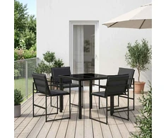 Sodo valgomojo komplektas 5 pcs Juoda ir Tamsiai pilka