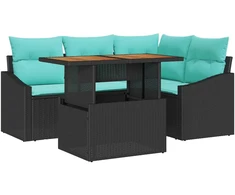 Sodo valgomojo komplektas 5 pcs Juoda ir žalsvai mėlyna