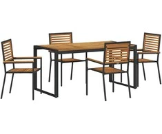Sodo valgomojo komplektas 5 pcs Juoda ir Ruda poliratanas