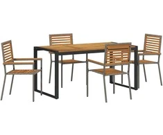 Sodo valgomojo komplektas 5 pcs Pilka ir ruda poliratanas