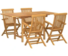 Sodo valgomojo komplektas 5 pcs Ruda Kieto teka medžio