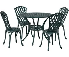 Lauko baldų komplektas Sodo valgomojo komplektas 5 pcs Žalia Aliuminis