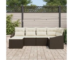 Sodo valgomojo komplektas su pagalve 6 pcs Ruda ir grietinėlė