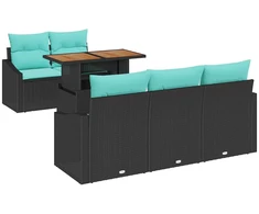 Sodo valgomojo komplektas 6 pcs Juoda ir žalsvai mėlyna