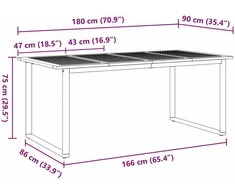 Sodo valgomojo komplektas 7 pcs Pilka Kietos akacijos mediena
