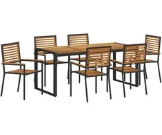 Sodo valgomojo komplektas 7 pcs Juoda ir Ruda poliratanas