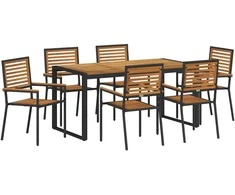 Sodo valgomojo komplektas 7 pcs Juoda ir Ruda poliratanas