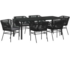 Sodo valgomojo komplektas su pagalve 7 pcs Juoda