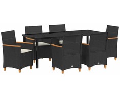 Sodo valgomojo komplektas 7 pcs Juoda poliratanas