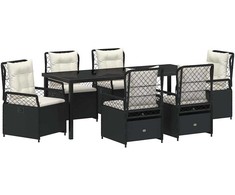 Sodo valgomojo komplektas 7 pcs Juoda poliratanas