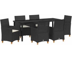 Sodo valgomojo komplektas 7 pcs Juoda poliratanas