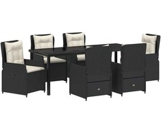 Lauko baldų komplektas Sodo valgomojo komplektas 7 pcs Juoda poliratanas