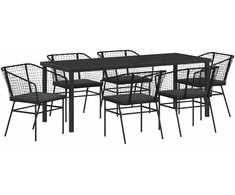 Sodo valgomojo komplektas 7 pcs Juoda poliratanas