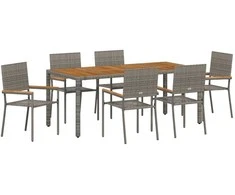 Sodo valgomojo komplektas 7 pcs Pilka poliratanas