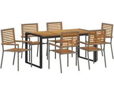 Sodo valgomojo komplektas 7 pcs Pilka ir ruda poliratanas
