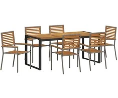 Sodo valgomojo komplektas 7 pcs Pilka ir ruda poliratanas