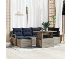 Sodo valgomojo komplektas 7 pcs Pilka ir tamsiai mėlyna