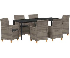 Sodo valgomojo komplektas 7 pcs Pilka poliratanas