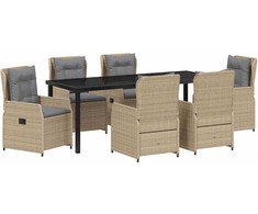 Sodo valgomojo komplektas 7 pcs Bežinė ir šviesiai pilka