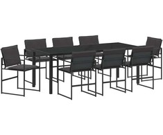 Sodo valgomojo komplektas 9 pcs Juoda 200 x 80 x 73 cm
