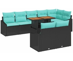 Sodo valgomojo komplektas 9 pcs Juoda ir žalsvai mėlyna