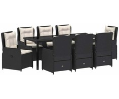 Sodo valgomojo komplektas 9 pcs Juoda poliratanas