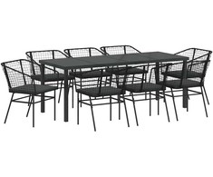 Sodo valgomojo komplektas 9 pcs Juoda poliratanas