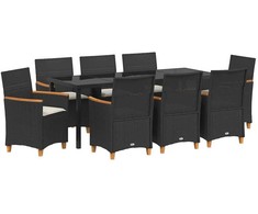 Sodo valgomojo komplektas 9 pcs Juoda poliratanas