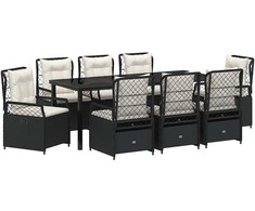 Sodo valgomojo komplektas 9 pcs Juoda poliratanas