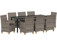 Sodo valgomojo komplektas 9 pcs Pilka poliratanas