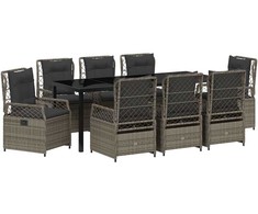 Lauko baldų komplektas Sodo valgomojo komplektas 9 pcs Pilka poliratanas