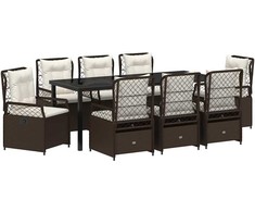 Sodo valgomojo komplektas 9 pcs Ruda poliratanas