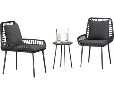Lauko baldų komplektas Sodo valgomojo komplektas 3 pcs Juoda ir Antracitas poliratanas