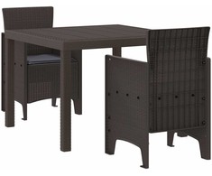 Lauko baldų komplektas Sodo valgomojo komplektas 3 pcs Ruda Polipropilenas