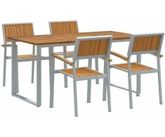 Sodo valgomojo komplektas 5 pcs Pilka Kietos akacijos mediena