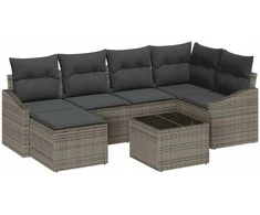 Sodo valgomojo komplektas su pagalve 7 pcs Šviesiai pilka