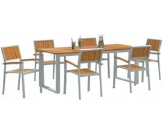 Sodo valgomojo komplektas 7 pcs Pilka Kietos akacijos mediena