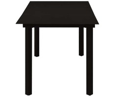Sodo valgomojo stalas, juodas, 150x80x74cm, plienas ir stiklas