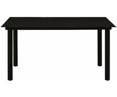 Sodo valgomojo stalas, juodas, 150x80x74cm, plienas ir stiklas