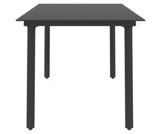 Sodo valgomojo stalas, juodas, 190x90x74cm, plienas ir stiklas